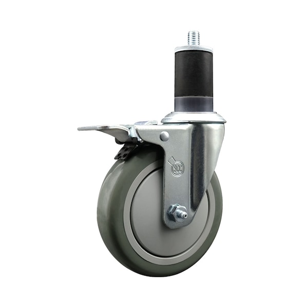 5'' Gray Poly Swivel 1-5/8'' Expanding Stem Caster Total Lock Brake
